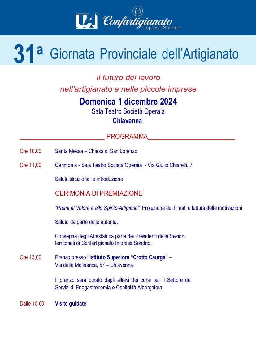 31^ Giornata Provinciale dell’Artigianato